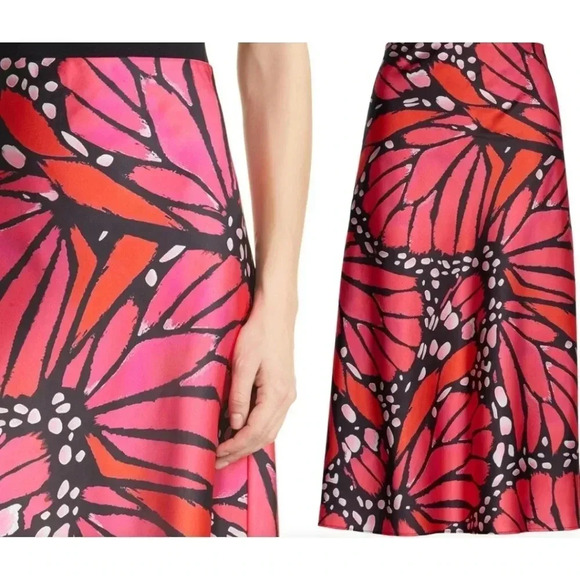 {Milly} Fion Graphic Butterfly Bias Cut Satin Skirt - Picture 5 of 17